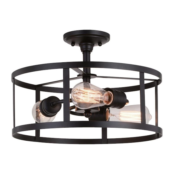 Perfecttwinkle 15 in. Akron 3 Light Semi-Flush Mount; Oil Rubbed Bronze PE3255902 - main